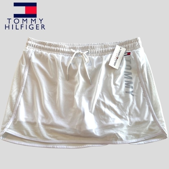 TOMMY HILFIGER Pull On Drawstring Waist Mesh Skort In White-XL/NWT - Picture 6 of 12
